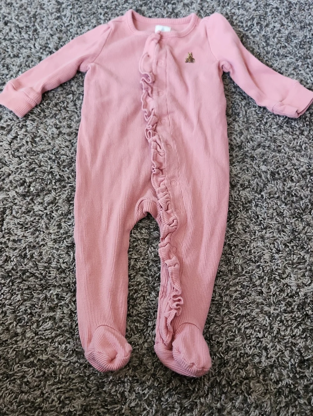 GAP Pink Ruffle Front Footed One-Piece